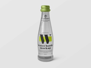 Free Small Glass Water Bottle Mockup 