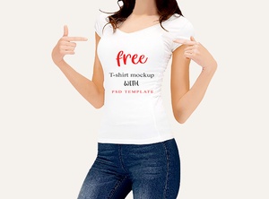 Woman T-Shirt Mockup & Design Template