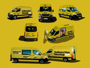 Ultra Realistic Delivery Van Mockup Set
