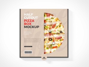 Замороженная пицца коробка и окна пакета PSD макеты