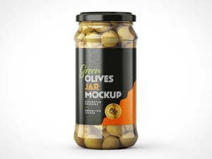 Glass Olive Jar PSD Mockups