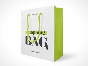 Glossy Shopping Paper Bag & String Handle PSD Mockups