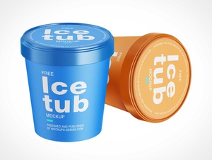 Ice Cream Tub Container PSD Mockups