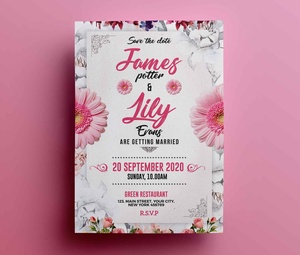 Modèle de carte d'invitation de mariage James & Lily
