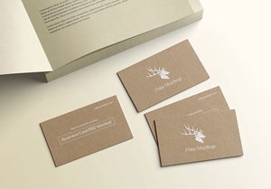 Maqueta de tarjetas de visita de papel kraft gratis PSD