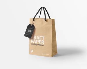 Free Kraft Paper Gift Bag Mockup