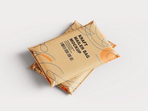 Maqueta de bolsas de correo de papel kraft gratis
