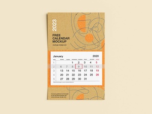 Maqueta de calendario de pared kraft gratis
