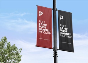 Free Lamp Post Banner Mockups