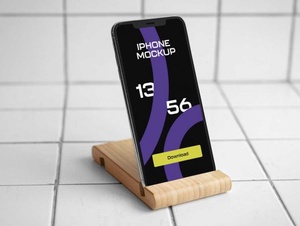 IPhone móvil y standphone stand PSD maquetas de PSD