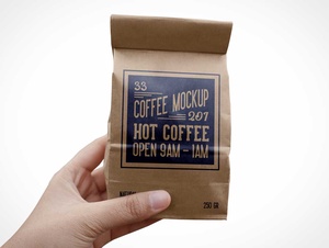 Бумажный кофе зерновой бобовый мешок PSD макеты