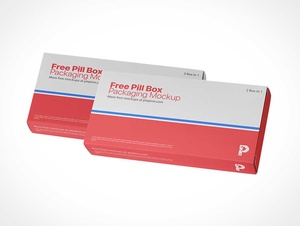 Pill Box Packaging PSD Mockup