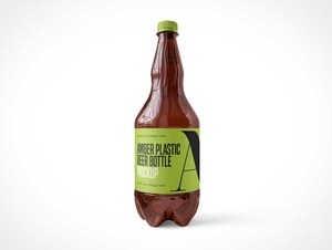 Plastic Amber Beer Bottle PSD Mockups