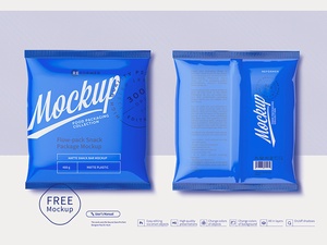 Plastic Snack Package Mockup Front & Back Vues