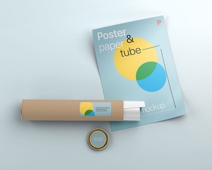 Maquette de tube en papier d'affiche libre PSD