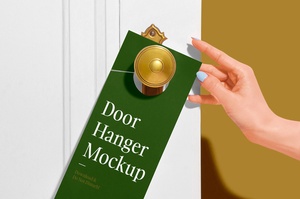 Free Realistic Door Hanger Mockup