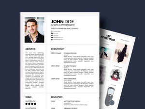 Modern Resume Template With Portfolio and Cover Letter