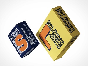 Rigid Cardboard Box Packaging PSD Mockups
