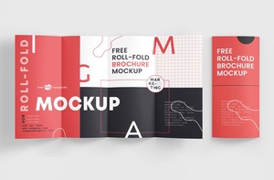 Free Roll -Fold -Broschüre Mockup