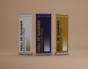 Free Roll-Up Banner Mockups PSD