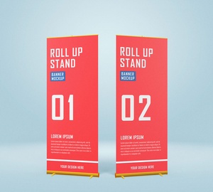 Free Roll-Up Stand Mockup