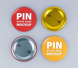 Maqueta de botón de insignia de pin redondo gratis