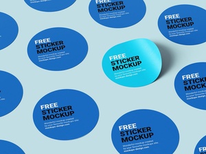 Free Round Sticker Mockup PSD