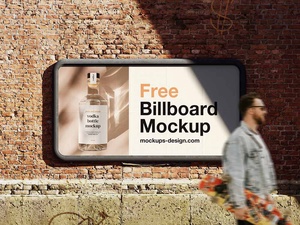 Free Rounded Corner Street Billboard Mockup