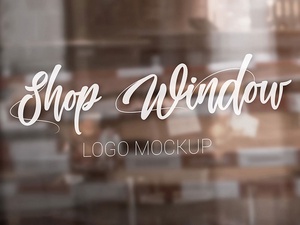Maqueta del logotipo de la ventana de la tienda gratuita