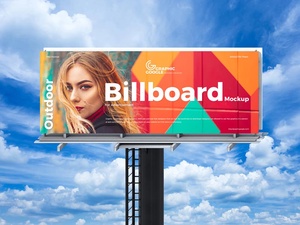 Free Sky Outdoor Billboard Mockup