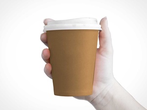小紙コーヒーカップ＆SIP LID PSDのモックアップ