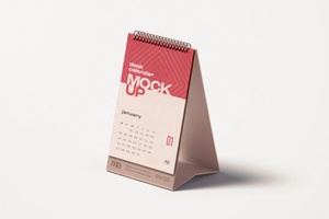 Small Stand-up Desk Calendar Mockup