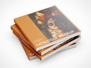 Softcover-Quadrat-Katalog-Buch PSD-Modell