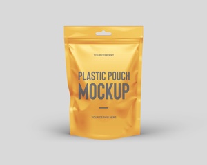 Free Stand Up Plastic Pouch Mockup