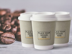 Потрясающий крафт бумаги кофейной чашки макет