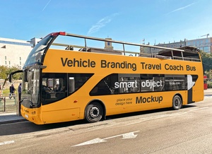  Vehicle Branding Travel Coach Bus Mockup