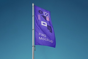 Бесплатный вертикальный флаг макет PSD