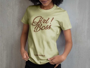 Free Black Woman T-Shirt Mockup PSD