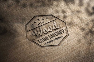 Maqueta de logotipo de grabado en madera