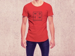Young Cool Guy Wearing Round Neck T-Shirt Mockup