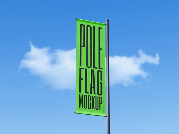 Vertical Pole Flag Banner Mockup | Free PSD Templates