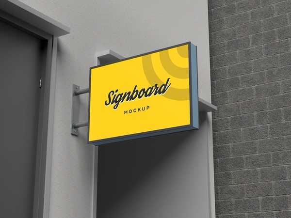 3D Signboard Mockup | Free PSD Templates