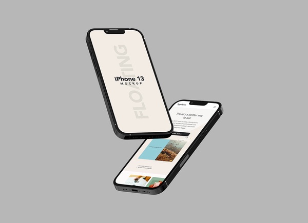 Floating iPhone 13 Mockup | Free PSD Templates