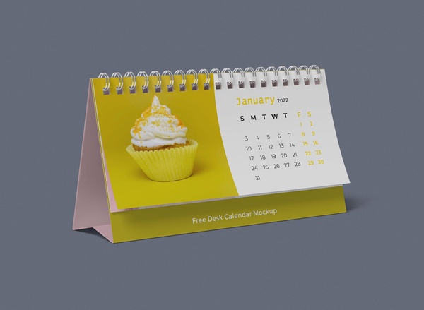 Horizontal Desk Calendar 2022 Mockup | Free PSD Templates