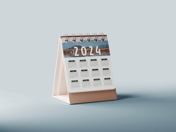 Small Desk Calendar 2024 Mockup Set | Free PSD Templates