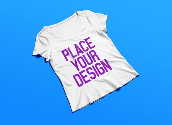 Front & Back Women?s V-Neck T-Shirt Mockup | Free PSD Templates