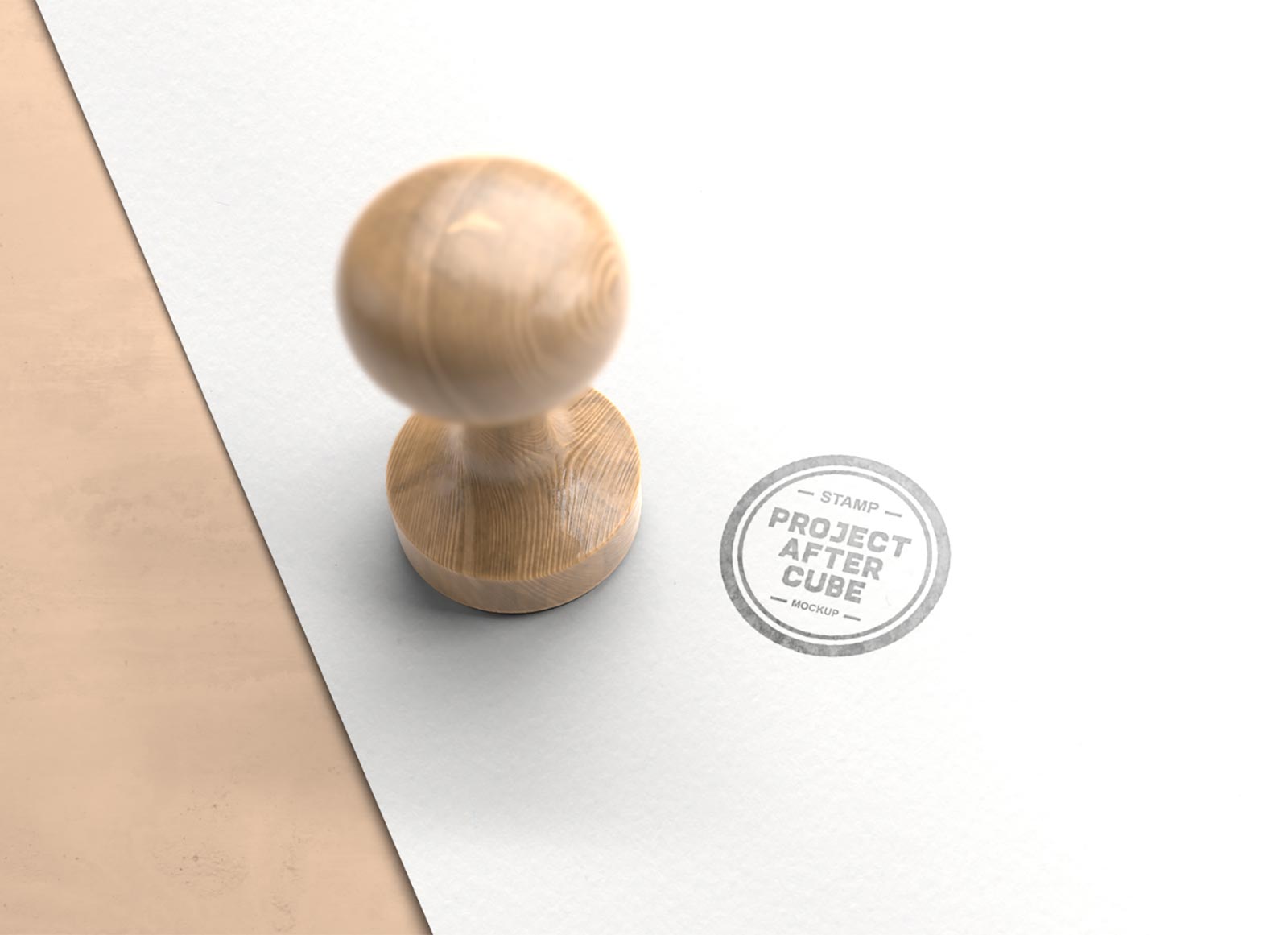 Wooden Round Shape Rubber Stamp Mockup | Free PSD Templates