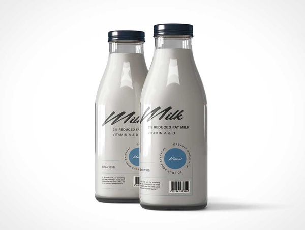 Free Glass Milk Bottle Mockup (PSD)