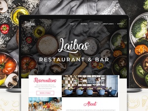 Modèle de page de destination de restaurant et de bar de Laiba