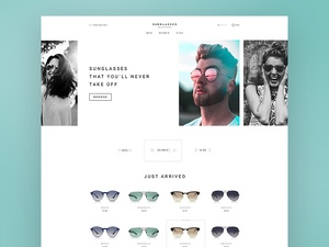Plantilla de sitio web en línea de la tienda de gafas de sol